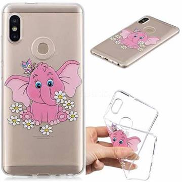 Tiny Pink Elephant Clear Varnish Soft Phone Back Cover for Xiaomi Redmi Note 5 Pro
