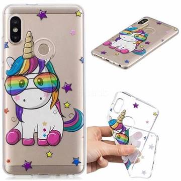 Glasses Unicorn Clear Varnish Soft Phone Back Cover for Xiaomi Redmi Note 5 Pro