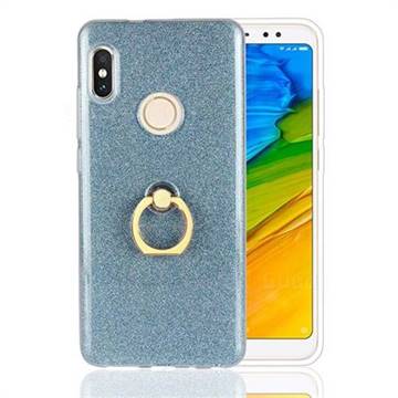 Luxury Soft TPU Glitter Back Ring Cover with 360 Rotate Finger Holder Buckle for Xiaomi Redmi Note 5 Pro - Blue