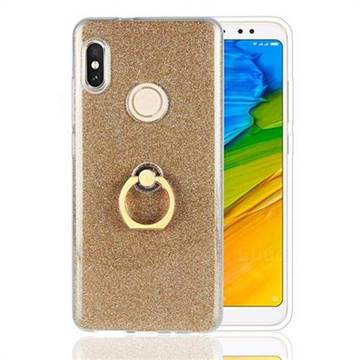 Luxury Soft TPU Glitter Back Ring Cover with 360 Rotate Finger Holder Buckle for Xiaomi Redmi Note 5 Pro - Golden