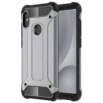 King Kong Armor Premium Shockproof Dual Layer Rugged Hard Cover for Xiaomi Redmi Note 5 Pro - Silver Grey