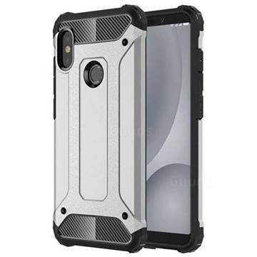 King Kong Armor Premium Shockproof Dual Layer Rugged Hard Cover for Xiaomi Redmi Note 5 Pro - Technology Silver
