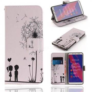 Couple Dandelion PU Leather Wallet Case for Xiaomi Redmi Note 5 Pro