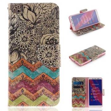 Wave Flower PU Leather Wallet Case for Xiaomi Redmi Note 5 Pro