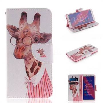 Pink Giraffe PU Leather Wallet Case for Xiaomi Redmi Note 5 Pro
