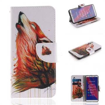 Color Wolf PU Leather Wallet Case for Xiaomi Redmi Note 5 Pro