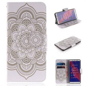 White Flowers PU Leather Wallet Case for Xiaomi Redmi Note 5 Pro
