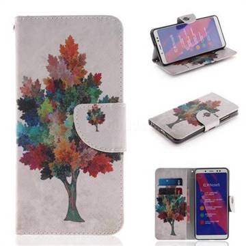 Colored Tree PU Leather Wallet Case for Xiaomi Redmi Note 5 Pro