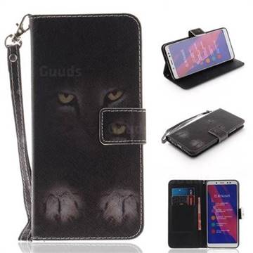 Mysterious Cat Hand Strap Leather Wallet Case for Xiaomi Redmi Note 5 Pro