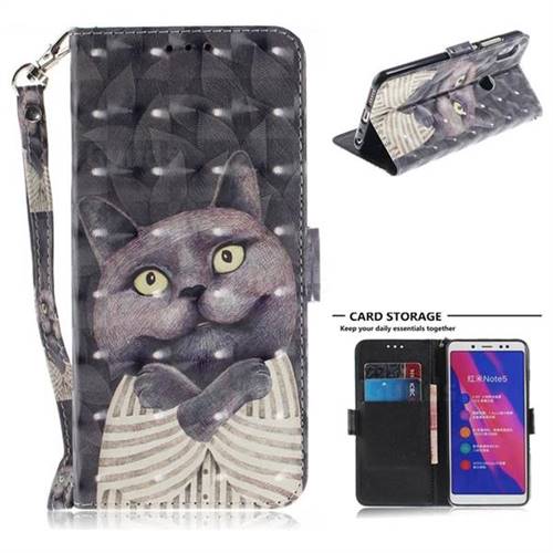 Cat Embrace 3D Painted Leather Wallet Phone Case for Xiaomi Redmi Note 5 Pro