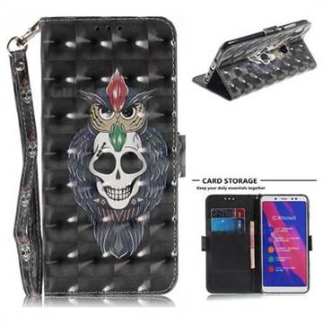 Skull Cat 3D Painted Leather Wallet Phone Case for Xiaomi Redmi Note 5 Pro