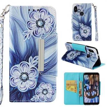 Button Flower Big Metal Buckle PU Leather Wallet Phone Case for Xiaomi Redmi Note 5 Pro