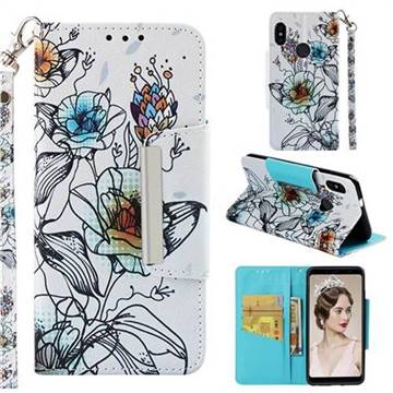Fotus Flower Big Metal Buckle PU Leather Wallet Phone Case for Xiaomi Redmi Note 5 Pro