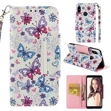 Colored Butterfly Big Metal Buckle PU Leather Wallet Phone Case for Xiaomi Redmi Note 5 Pro