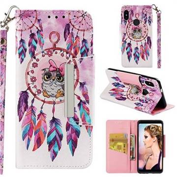 Owl Wind Chimes Big Metal Buckle PU Leather Wallet Phone Case for Xiaomi Redmi Note 5 Pro