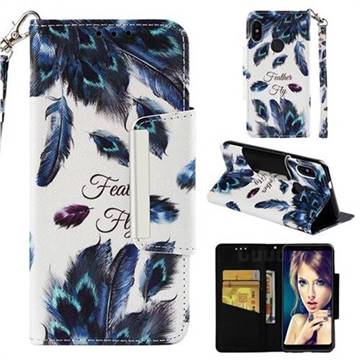Peacock Feather Big Metal Buckle PU Leather Wallet Phone Case for Xiaomi Redmi Note 5 Pro