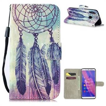 Feather Wind Chimes 3D Painted Leather Wallet Phone Case for Xiaomi Redmi Note 5 Pro