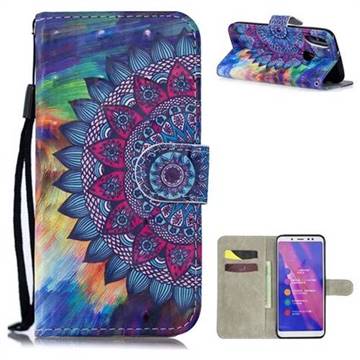 Oil Painting Mandala 3D Painted Leather Wallet Phone Case for Xiaomi Redmi Note 5 Pro