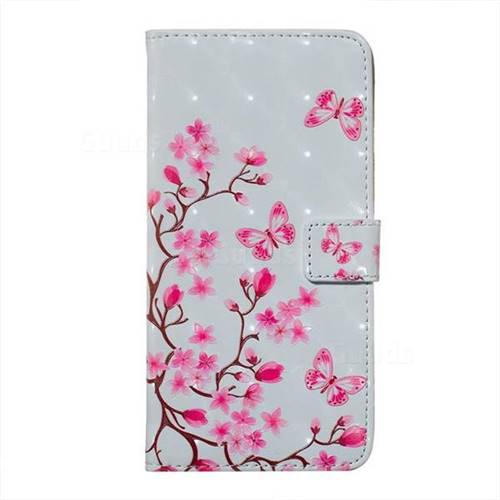 Butterfly Sakura Flower 3D Painted Leather Phone Wallet Case for