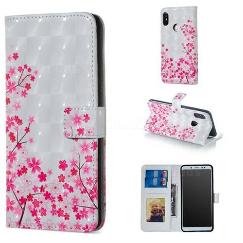 Cherry Blossom 3D Painted Leather Phone Wallet Case for Xiaomi Redmi Note 5 Pro