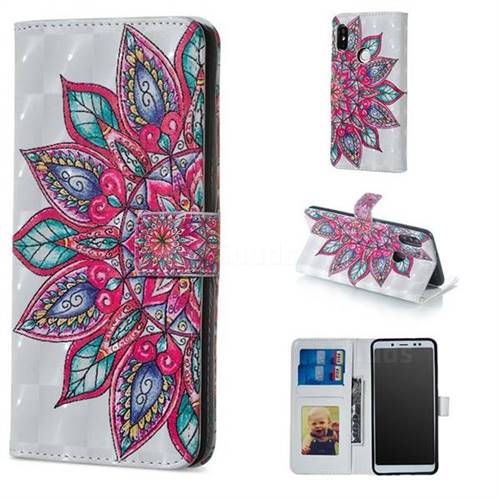 Mandara Flower 3D Painted Leather Phone Wallet Case for Xiaomi Redmi Note 5 Pro