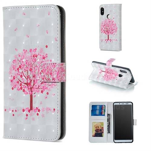 Sakura Flower Tree 3D Painted Leather Phone Wallet Case for Xiaomi Redmi Note 5 Pro