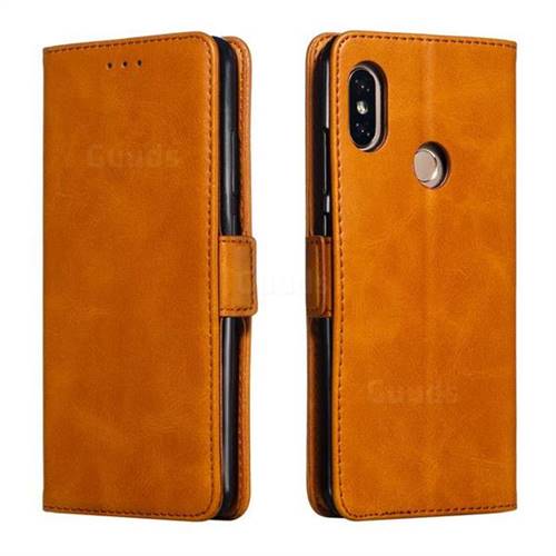 Retro Classic Calf Pattern Leather Wallet Phone Case for Xiaomi Redmi Note 5 Pro - Yellow