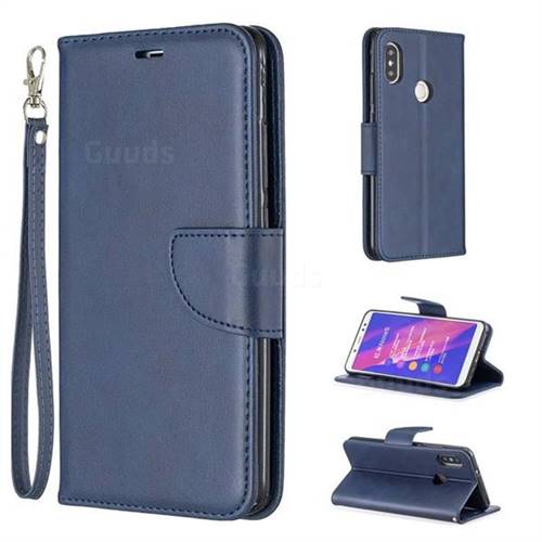 Classic Sheepskin PU Leather Phone Wallet Case for Xiaomi Redmi Note 5 Pro - Blue