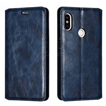 Retro Slim Magnetic Crazy Horse PU Leather Wallet Case for Xiaomi Redmi Note 5 Pro - Blue