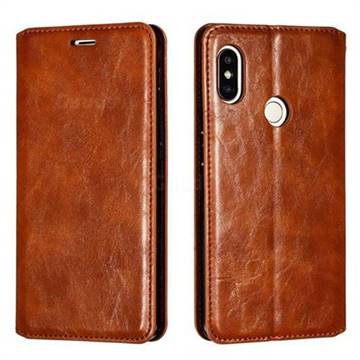 Retro Slim Magnetic Crazy Horse PU Leather Wallet Case for Xiaomi Redmi Note 5 Pro - Brown