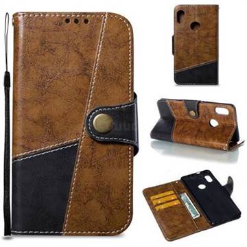 Retro Magnetic Stitching Wallet Flip Cover for Xiaomi Redmi Note 5 Pro - Brown