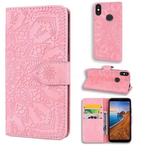 Retro Embossing Mandala Flower Leather Wallet Case for Xiaomi Redmi Note 5 Pro - Pink