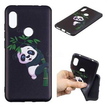 Bamboo Panda 3D Embossed Relief Black Soft Back Cover for Mi Xiaomi Redmi Note 6
