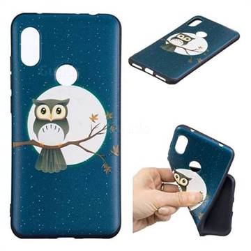 Moon and Owl 3D Embossed Relief Black Soft Back Cover for Mi Xiaomi Redmi Note 6