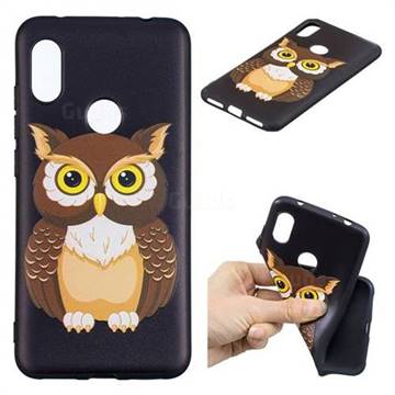 Big Owl 3D Embossed Relief Black Soft Back Cover for Mi Xiaomi Redmi Note 6