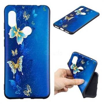 Golden Butterflies 3D Embossed Relief Black Soft Back Cover for Mi Xiaomi Redmi Note 6
