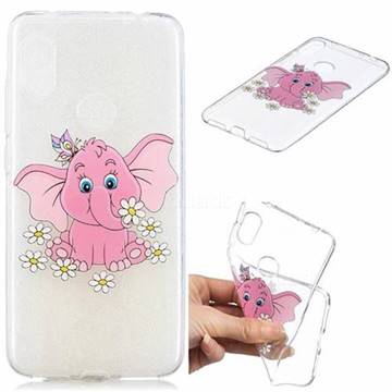 Tiny Pink Elephant Clear Varnish Soft Phone Back Cover for Mi Xiaomi Redmi Note 6