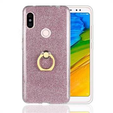 Luxury Soft TPU Glitter Back Ring Cover with 360 Rotate Finger Holder Buckle for Mi Xiaomi Redmi Note 6 - Pink
