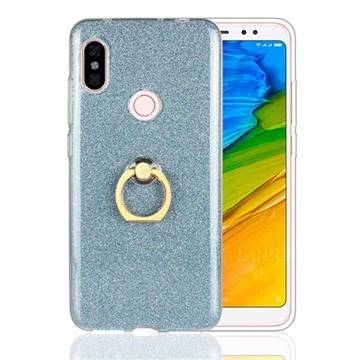 Luxury Soft TPU Glitter Back Ring Cover with 360 Rotate Finger Holder Buckle for Mi Xiaomi Redmi Note 6 - Blue