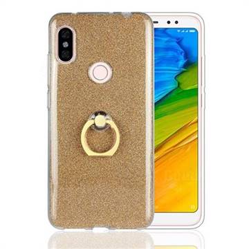 Luxury Soft TPU Glitter Back Ring Cover with 360 Rotate Finger Holder Buckle for Mi Xiaomi Redmi Note 6 - Golden