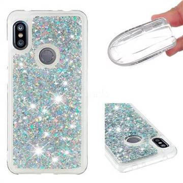 Dynamic Liquid Glitter Quicksand Sequins TPU Phone Case for Mi Xiaomi Redmi Note 6 - Silver