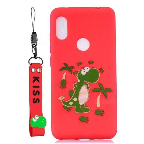 Red Dinosaur Soft Kiss Candy Hand Strap Silicone Case for Mi Xiaomi Redmi Note 6