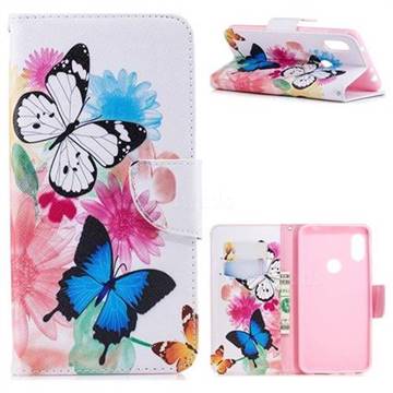 Vivid Flying Butterflies Leather Wallet Case for Mi Xiaomi Redmi Note 6
