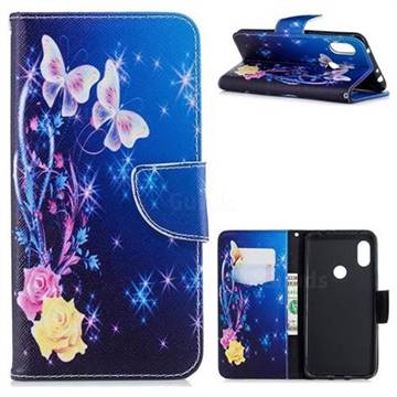 Yellow Flower Butterfly Leather Wallet Case for Mi Xiaomi Redmi Note 6