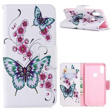 Peach Butterflies Leather Wallet Case for Mi Xiaomi Redmi Note 6
