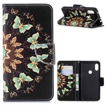 Circle Butterflies Leather Wallet Case for Mi Xiaomi Redmi Note 6