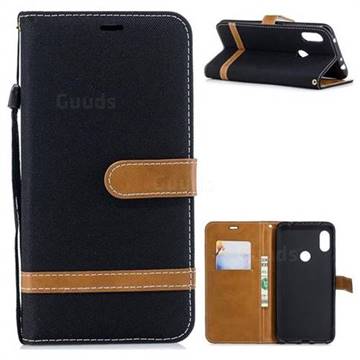 Jeans Cowboy Denim Leather Wallet Case for Mi Xiaomi Redmi Note 6 - Black