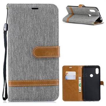 Jeans Cowboy Denim Leather Wallet Case for Mi Xiaomi Redmi Note 6 - Gray