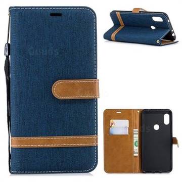 Jeans Cowboy Denim Leather Wallet Case for Mi Xiaomi Redmi Note 6 - Dark Blue