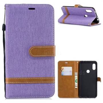 Jeans Cowboy Denim Leather Wallet Case for Mi Xiaomi Redmi Note 6 - Purple
